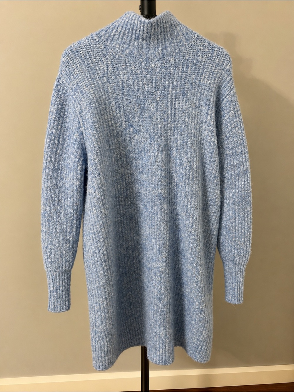 Zara Soft Knit Mock Neck Sweater Dress | Light Blue | Size Large